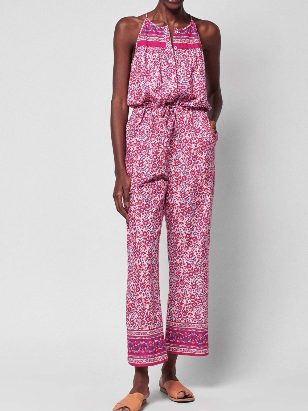 Faherty Adella Floral Jumpsuit Pink Organic Cotton Size Medium NWOT - Picture 14 of 14